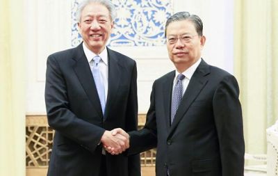 赵乐际会见新加坡副总理张志贤